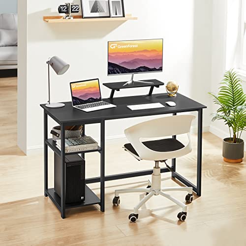 GreenForest Computer Desk with Monitor Stand and Reversible Storage Shelves,39 inch Small Home Office Writing Study Desk for Small Spaces,Black