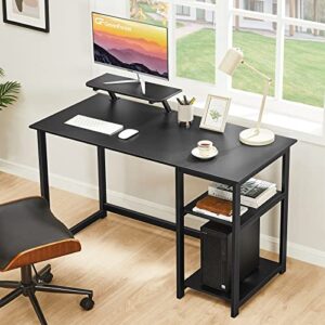 GreenForest Computer Desk with Monitor Stand and Reversible Storage Shelves,39 inch Small Home Office Writing Study Desk for Small Spaces,Black