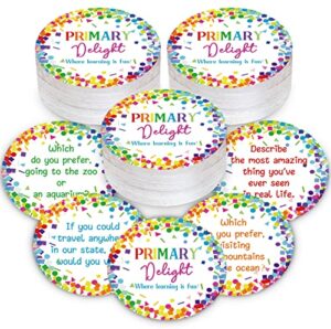 100 pcs morning meeting questions cards elementary classroom conversation starter chips for primary students classroom icebreaker discussion cards for learning vocabulary improve (fresh style)