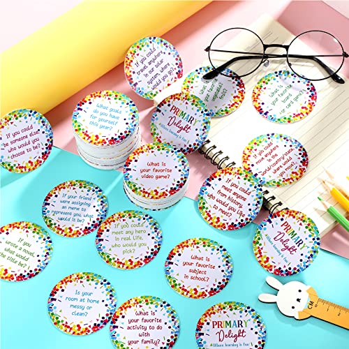 100 Pcs Morning Meeting Questions Cards Elementary Classroom Conversation Starter Chips for Primary Students Classroom Icebreaker Discussion Cards for Learning Vocabulary Improve (Fresh Style)