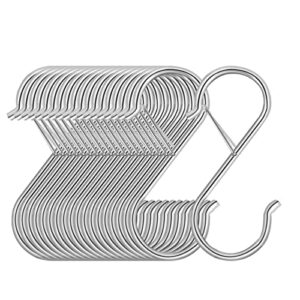 sagarhr 20pcs s hooks for kitchen utensil and closet rod, rustproof safety buckle design metal s hooks for hanging plants,