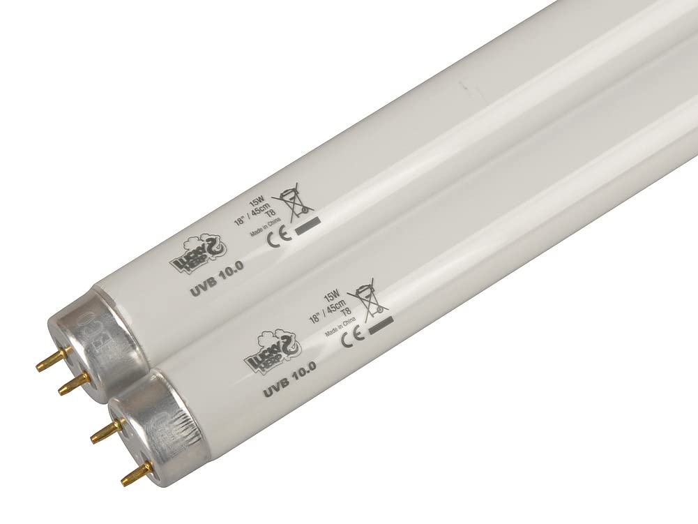 LUCKY HERP 10.0 Fluorescent Desert Terrarium Lamp Tube,T8,15 Watt,18 Inches (2-Pack)…