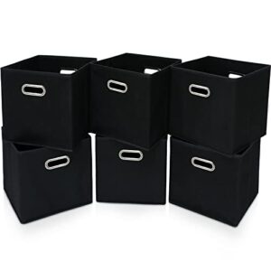 storeone 13 inch cube organizer bins ,black fabric storage bins，foldable storage bins basket with dual handles fabric organizer bins and storage box，set of 6,black