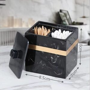 ComfZtar Cotton Swab Holder Cotton Ball Canisters with Lid Q Tip Container Cosmetics Makeup Storage Box Organizer Dispenser for Vanity, Dresser Counter, Bathroom Sink cotton pad holder-black