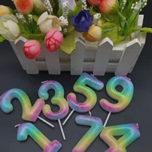 2.76" Large Birthday Candles 1st One Year Cake Baby Roman Cool Number Candle No 1 9 18 21 30 40 50 60 70 Cake Topper Numeral Candle Party Wedding Anniversary Decorations (Rainbow1)