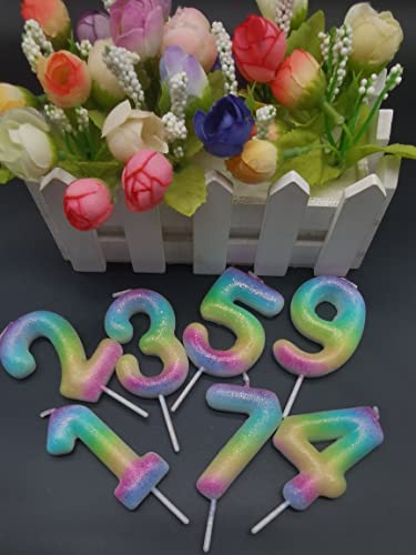 2.76" Large Birthday Candles 1st One Year Cake Baby Roman Cool Number Candle No 1 9 18 21 30 40 50 60 70 Cake Topper Numeral Candle Party Wedding Anniversary Decorations (Rainbow1)
