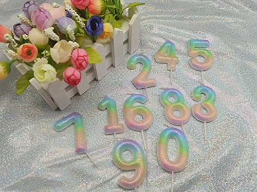 2.76" Large Birthday Candles 1st One Year Cake Baby Roman Cool Number Candle No 1 9 18 21 30 40 50 60 70 Cake Topper Numeral Candle Party Wedding Anniversary Decorations (Rainbow1)