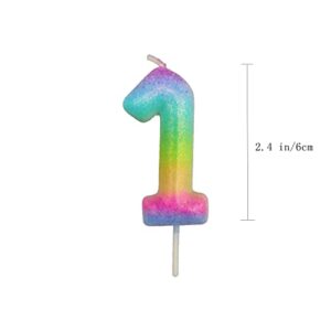 2.76" Large Birthday Candles 1st One Year Cake Baby Roman Cool Number Candle No 1 9 18 21 30 40 50 60 70 Cake Topper Numeral Candle Party Wedding Anniversary Decorations (Rainbow1)