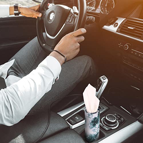 12 Pieces Cylinder Car Tissues Boxes Printed Car Napkins Round Disposable Tissues Boxes Travel Facial Tissues Boxes for Car Cup Holder (Tie Dye Style)