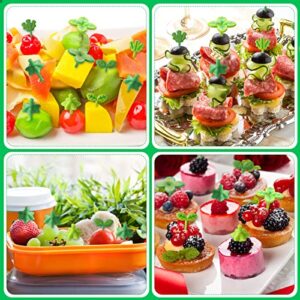 64 Pcs Kids Food Pick Leaves Series Bento Box Picks Plastic Fruit Picks Decorative Bento Box Accessories Mini Fruit Fork Kawaii Plastic Stick Cute Salad Toothpick for Party Lunch Decor, 8 Styles