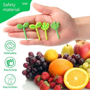 64 Pcs Kids Food Pick Leaves Series Bento Box Picks Plastic Fruit Picks Decorative Bento Box Accessories Mini Fruit Fork Kawaii Plastic Stick Cute Salad Toothpick for Party Lunch Decor, 8 Styles