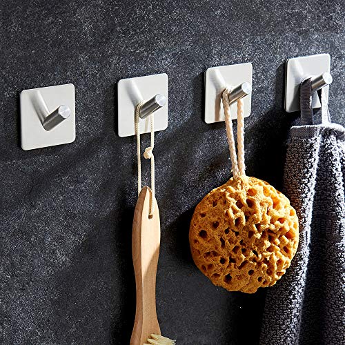 Kiemeu Self Adhesive Hooks for Hanging Coats Stick On Wall Hooks Heavy Duty Towel Hooks for Bathrooms Adhesive Wall Hangers Without Nails