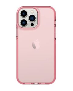 artsevo shockproof clear design for iphone 13 pro case, certified 6.6ft drop protection, raised edges protect camera and screen, double anti-collision design pink