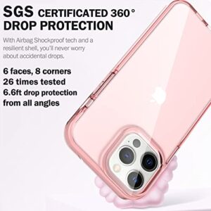 ArtsEvo Shockproof Clear Design for iPhone 13 Pro case, Certified 6.6ft Drop Protection, Raised Edges Protect Camera and Screen, Double Anti-Collision Design Pink
