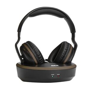 RCA Wireless Over-Ear Rechargeable Stereo Headphones, Transmits Audio Signal up to 150 Feet, 40mm Speakers for Outstanding Sound Performance, PLL Technology Loops in Frequency to Prevent Signal Loss