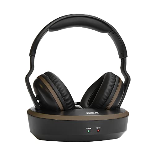 RCA Wireless Over-Ear Rechargeable Stereo Headphones, Transmits Audio Signal up to 150 Feet, 40mm Speakers for Outstanding Sound Performance, PLL Technology Loops in Frequency to Prevent Signal Loss