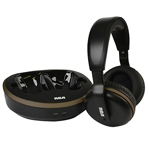 RCA Wireless Over-Ear Rechargeable Stereo Headphones, Transmits Audio Signal up to 150 Feet, 40mm Speakers for Outstanding Sound Performance, PLL Technology Loops in Frequency to Prevent Signal Loss