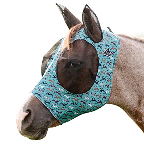 Professional's Choice Comfort-Fit Horse Fly Mask - Pony Tracks Pattern - Maximum Protection and Comfort for Your Horse