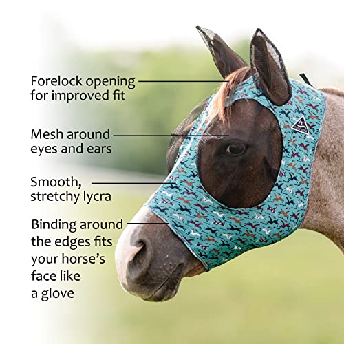 Professional's Choice Comfort-Fit Horse Fly Mask - Pony Tracks Pattern - Maximum Protection and Comfort for Your Horse