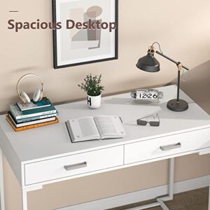 Tribesigns Computer Desk with Drawers for Small Spaces, 39" White Home Office Desks Study Writing Desk for Bedrooms, Home Office, Living Room