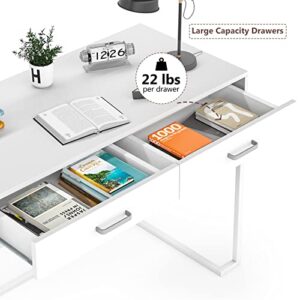 Tribesigns Computer Desk with Drawers for Small Spaces, 39" White Home Office Desks Study Writing Desk for Bedrooms, Home Office, Living Room