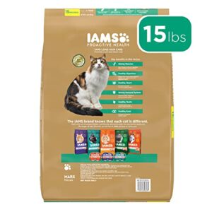 Iams Proactive Health Long Hair Care Adult Dry Cat Food with Real Chicken, 15 lb. Bag