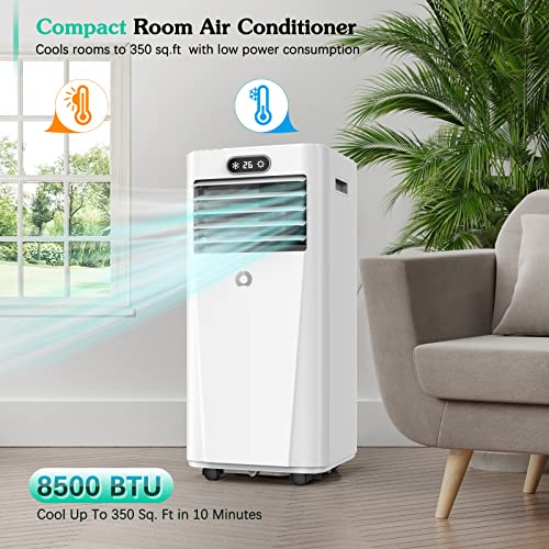 8500 BTU Portable Air Conditioner with Remote Control Cool to 350 square feet, Touch Screen, Portable AC Unit with Cooling, Dehumidifier, Fan 3-in-1