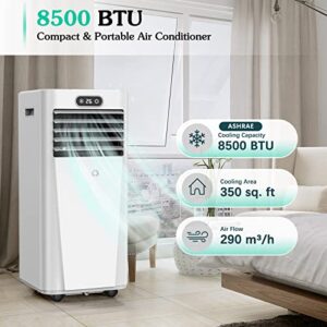 8500 BTU Portable Air Conditioner with Remote Control Cool to 350 square feet, Touch Screen, Portable AC Unit with Cooling, Dehumidifier, Fan 3-in-1