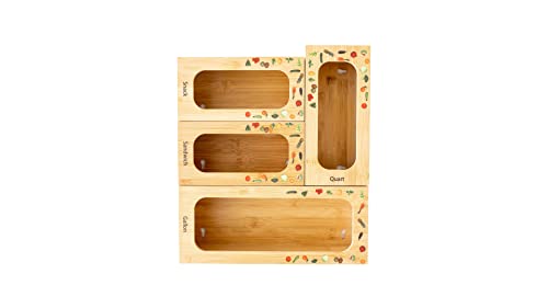 Hadi Home Ziplock Bag Storage Organizer - Premium Bamboo Kitchen Drawer or Wall Food Storage Bag Organizer Holders - With ZO4-BO1-HH BO