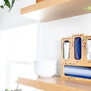 Hadi Home Ziplock Bag Storage Organizer - Premium Bamboo Kitchen Drawer or Wall Food Storage Bag Organizer Holders - With ZO4-BO1-HH BO