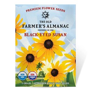 the old farmer's almanac black eyed susan seeds (rudbeckia) - approx 1200 flower seeds flower seeds - premium non-gmo, open pollinated, usa origin