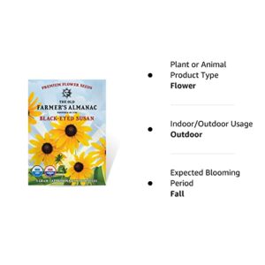 The Old Farmer's Almanac Black Eyed Susan Seeds (Rudbeckia) - Approx 1200 Flower Seeds Flower Seeds - Premium Non-GMO, Open Pollinated, USA Origin