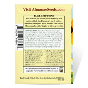 The Old Farmer's Almanac Black Eyed Susan Seeds (Rudbeckia) - Approx 1200 Flower Seeds Flower Seeds - Premium Non-GMO, Open Pollinated, USA Origin