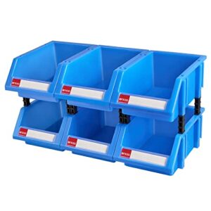 aerkaa small parts organizer hardware storage bins tool organizer plastic stackable storage bins for screws,bolts,drivers(blue,pack of 6)
