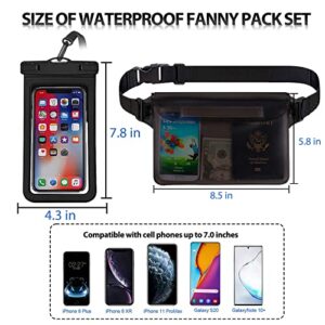 2 Packs Universal Waterproof Phone Pouch and 2packs Large Phone Waterproof Dry Waist Pack IPX8 Outdoor Hiking Beach Water Sports Floating Swimming Boating Kayaking Fishing