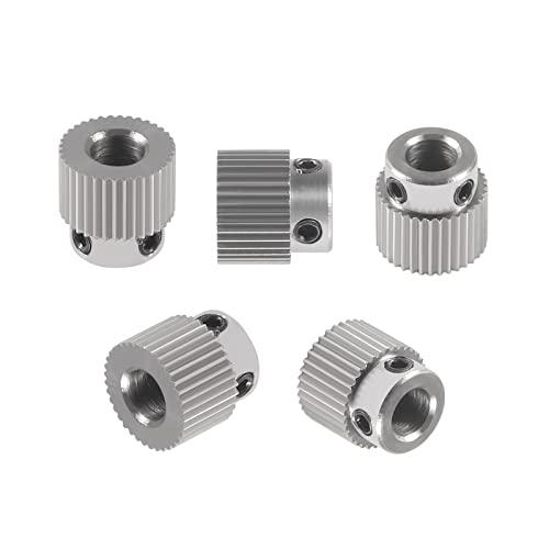 Aokin Stainless Steel Extruder Wheel Gear 36 Teeth Drive Gear 3D Printer Parts for Creality Ender 3, Ender 3 Pro, Ender 3 V2, Ender 5/5 Pro/5 Plus, CR-10/10S, CR-10 S4, CR-10 S5, 5 Pcs with a Wrench