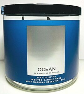 bath and body works ocean 3 wick candle 14.5 ounce white label blue packaging from 2021