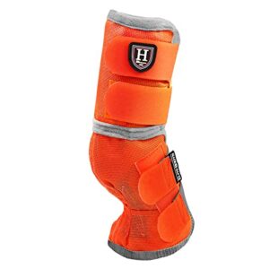 Harrison Howard Horse Fly Boots Perfect Contoured Fit Leg Guards Dense Mesh Boots with Ventilated Comfort Reliable Protection from Summer Elements Set of 4 Vibrant Orange L