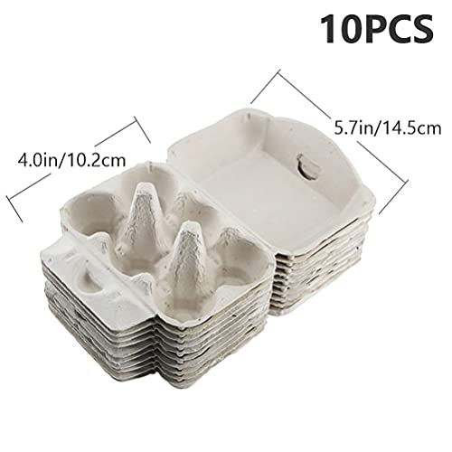 Hemoton 10 Pack Paper Egg Cartons Easter Reusable Egg Storage Natural Pulp Egg Cartons Pulp Fiber Egg Flats for Chicken Eggs Bulk Blank Egg Container Holds 6 Eggs