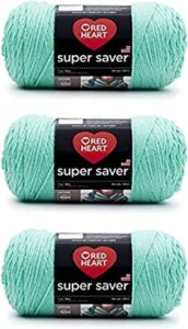 red heart super saver aruba sea yarn - 3 pack of 198g/7oz - acrylic - 4 medium (worsted) - 364 yards - knitting/crochet