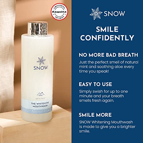 SNOW Oral Care Teeth Whitening Mouthwash | Alcohol Free Whitening Mouthwash | Promotes Fresh Breath and White Teeth | Made with Soothing Aloe for Sensitive Gums (Arctic Frost)