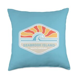 i love seabrook island sc ocean apparel shop i love seabrook island beach south carolina ocean wave sc throw pillow, 18x18, multicolor