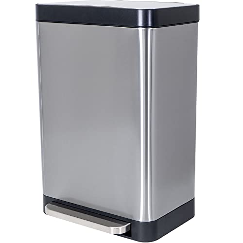 Hefty 13.8 Gallon Stainless Steel Trash Can – StepOn Matte Metal Kitchen Garbage Bin, 13.8 gal / 52.23 L