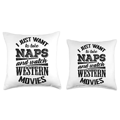 Funny Movie Lover Gifts & Movie Fan Outfits Funny Western Lover Graphic Women and Men Movie Fan Throw Pillow, 16x16, Multicolor