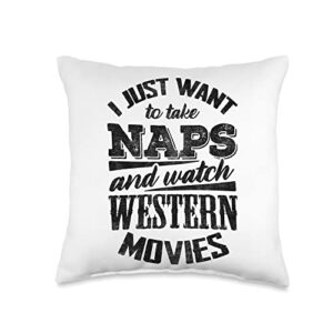 funny movie lover gifts & movie fan outfits funny western lover graphic women and men movie fan throw pillow, 16x16, multicolor