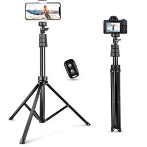 aureday 67'' selfie stick,phone tripod stand with remote, cell phone stand tripod with phone holder for vlogging，recording, compatible with iphone&android phone/cameras/gopro