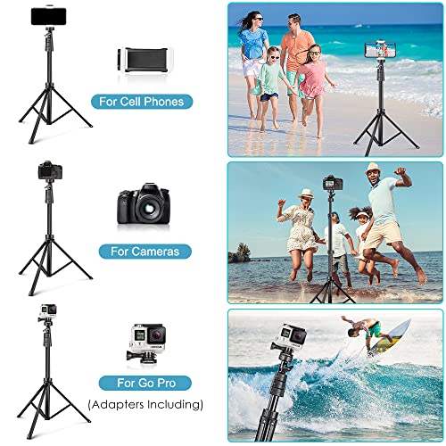 Aureday 67'' Selfie Stick,Phone Tripod Stand with Remote, Cell Phone Stand Tripod with Phone Holder for Vlogging，Recording, Compatible with iPhone&Android Phone/Cameras/GoPro