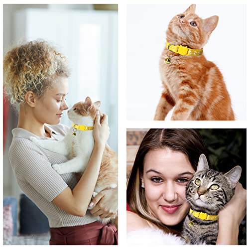 Kitys Fatch Detachable Cat Collars with Bells, Set of 6, Super Soft Nylon pet Collar with Name Tag，Adjustable，Cat Collars for Girls Cats or Boys Cats