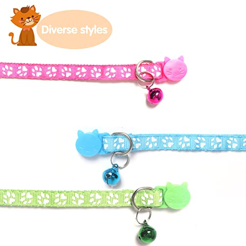 Kitys Fatch Detachable Cat Collars with Bells, Set of 6, Super Soft Nylon pet Collar with Name Tag，Adjustable，Cat Collars for Girls Cats or Boys Cats