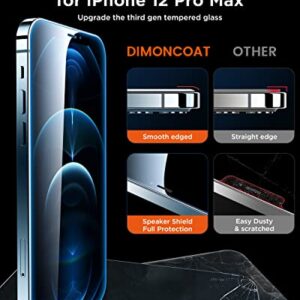 DIMONCOAT [4+2]Pack [Auto Alignment Kit] Screen Protector Compatible iPhone 12 Pro Max 6.7'' with Camera Lens Protector 10X Military Protection 12 Pro Max Diamonds Hard Tempered Glass Film Bubble Free